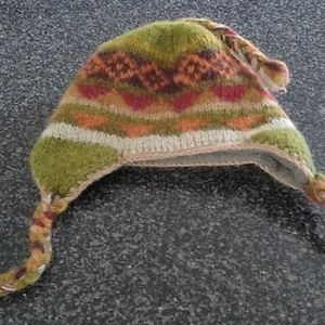 Nirvanna Wool Winter Hat Green Orange